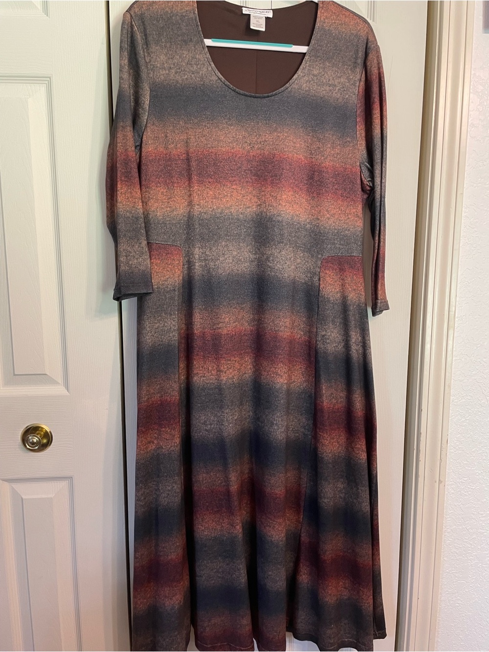 Serengeti Ombre Stripe Maxi Dress in Gray and Rust Tones